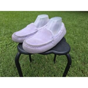 UGG Ansley Purple Suede Sheepskin Moccasins Womens